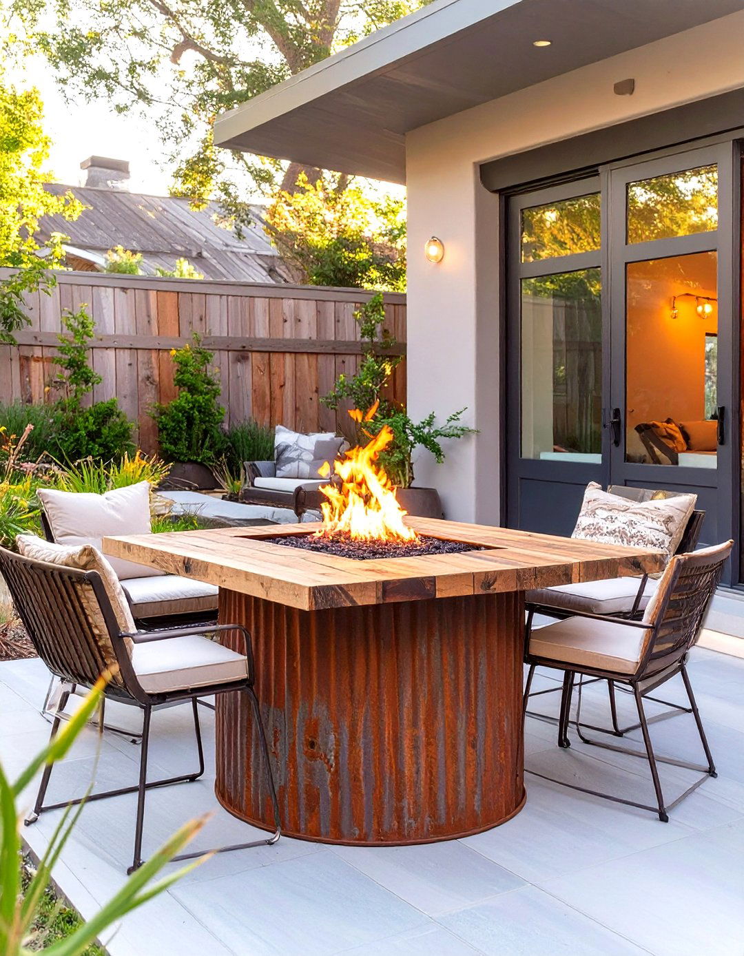 The Rustic Industrial Fire Pit Table - 30 country backyard rustic fire pit ideas