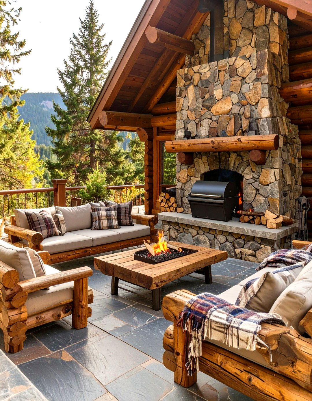The Rustic Log Cabin BBQ Patio - 30 bbq patio ideas