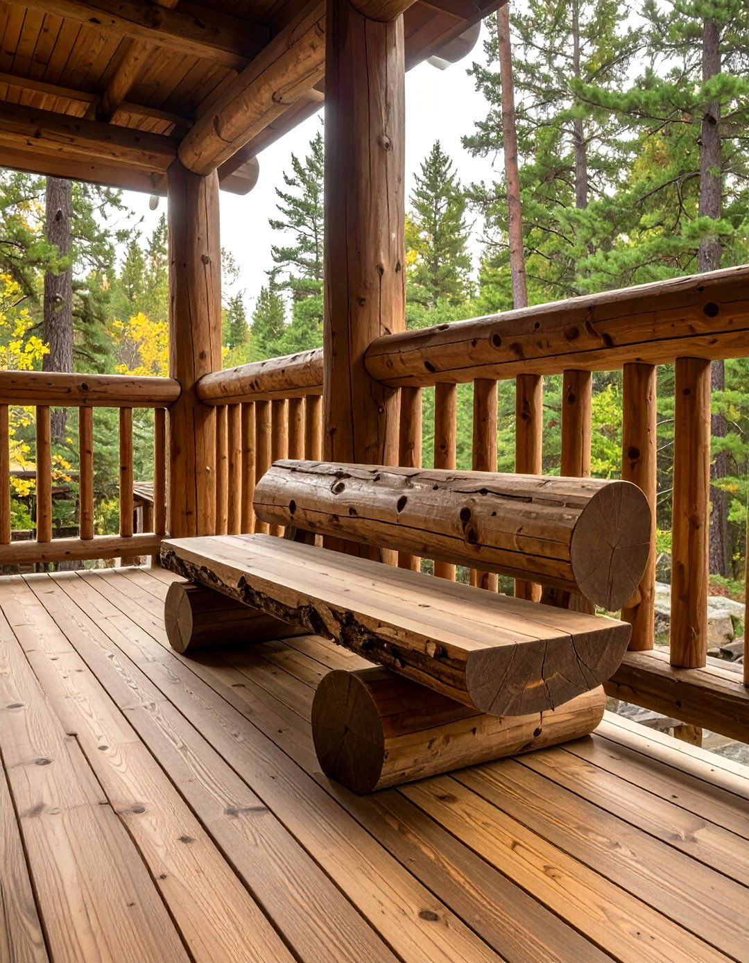 The Rustic Log Cabin Deck - 30 front deck ideas