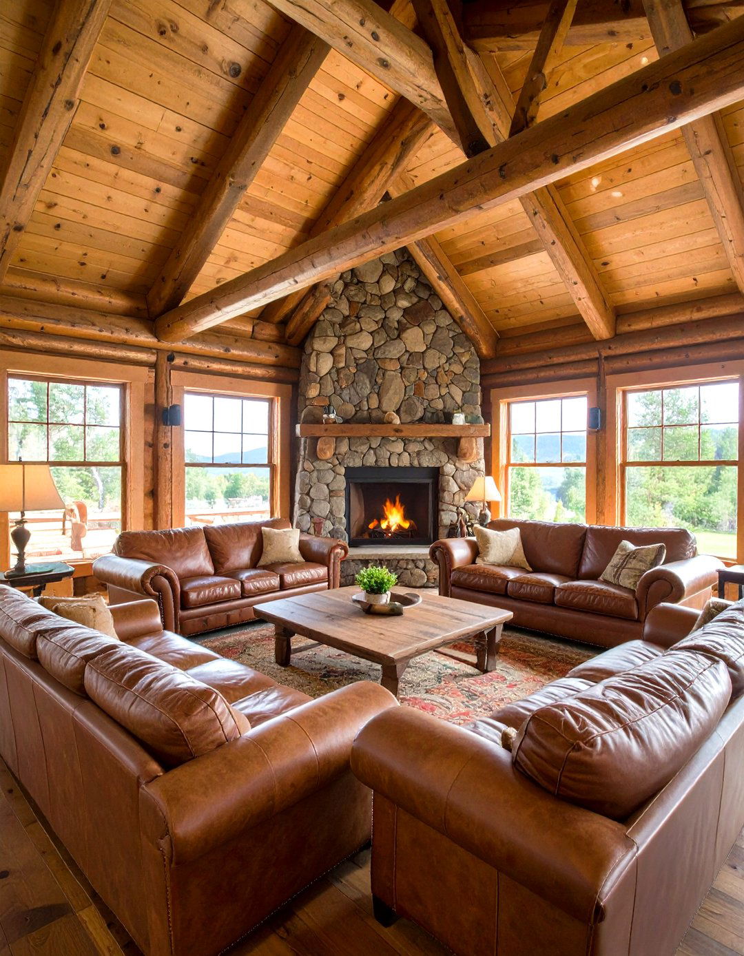 The Rustic Log Cabin Fireplace - 30 living room with fireplace ideas