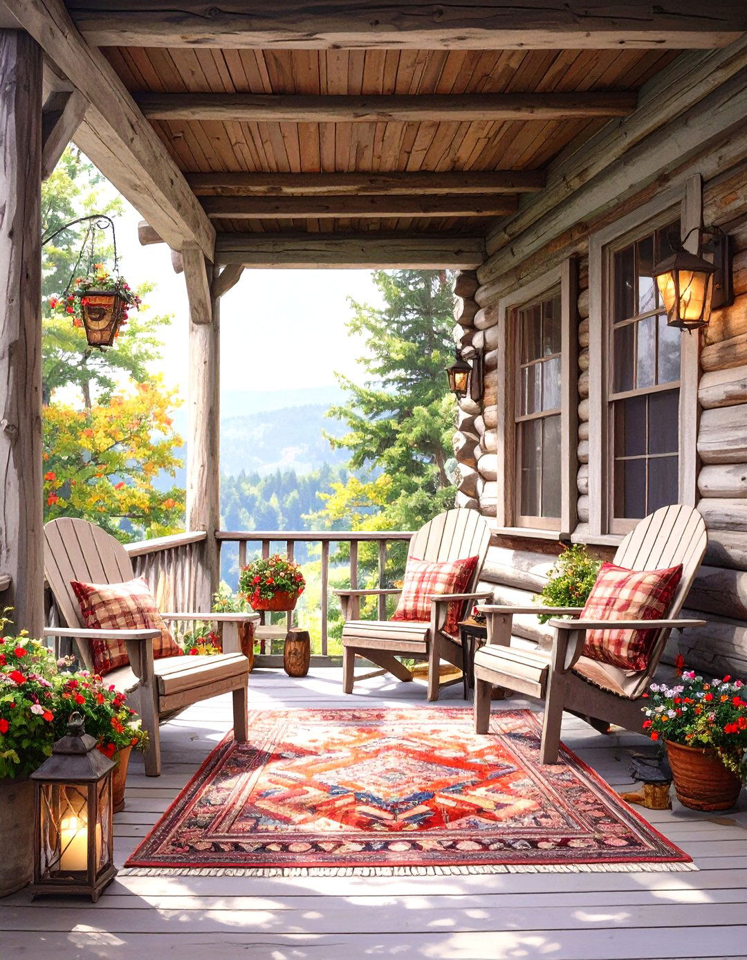 The Rustic Log Cabin Front Porch - 30 long narrow front porch decorating ideas