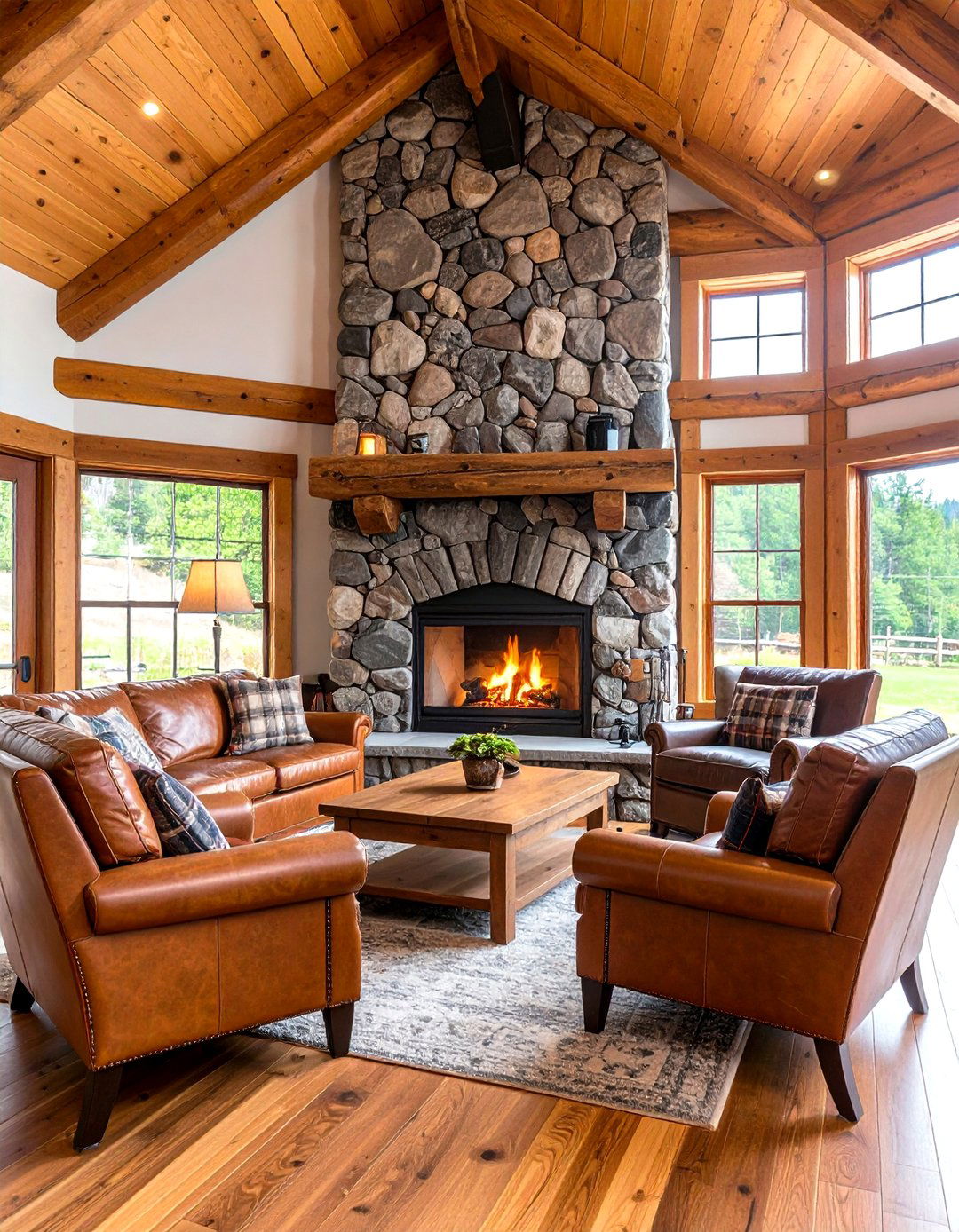 The Rustic Log Cabin Living Room Corner Fireplace - 30 living room corner fireplace ideas