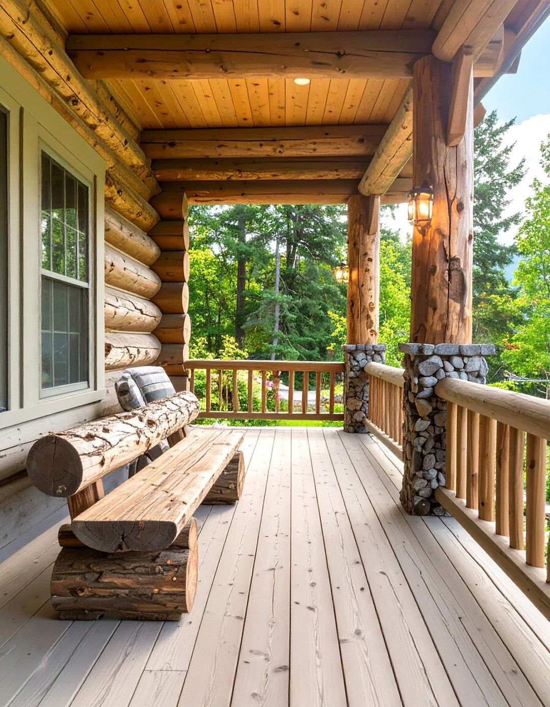 The Rustic Log Cabin Porch - 30 mobile home front porch ideas