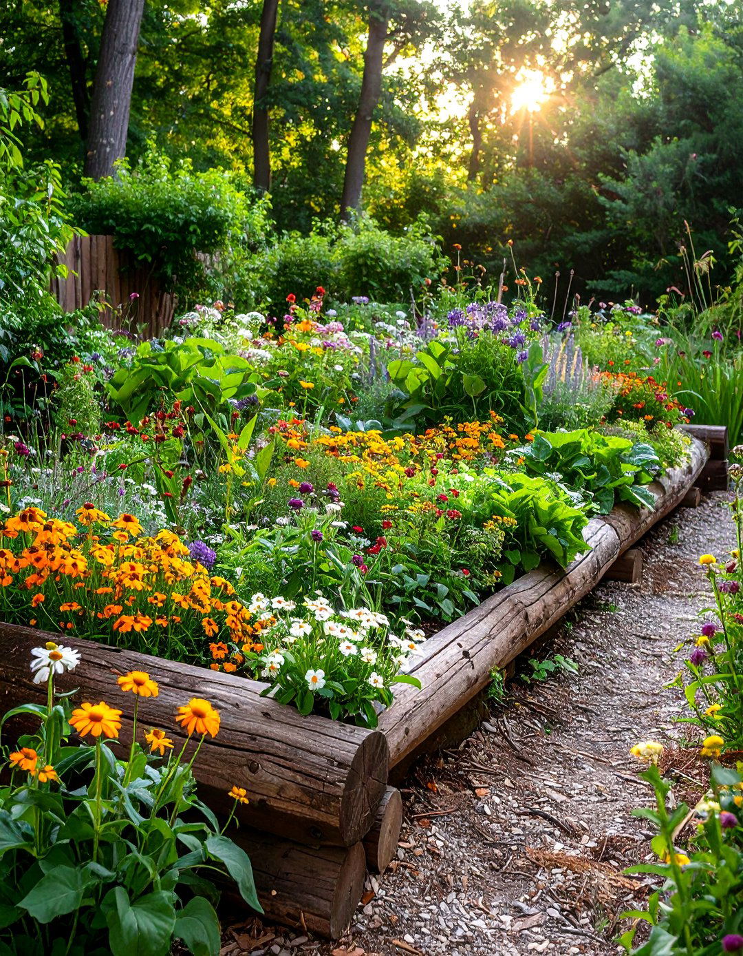 The Rustic Log Garden Bed - 30 garden beds ideas