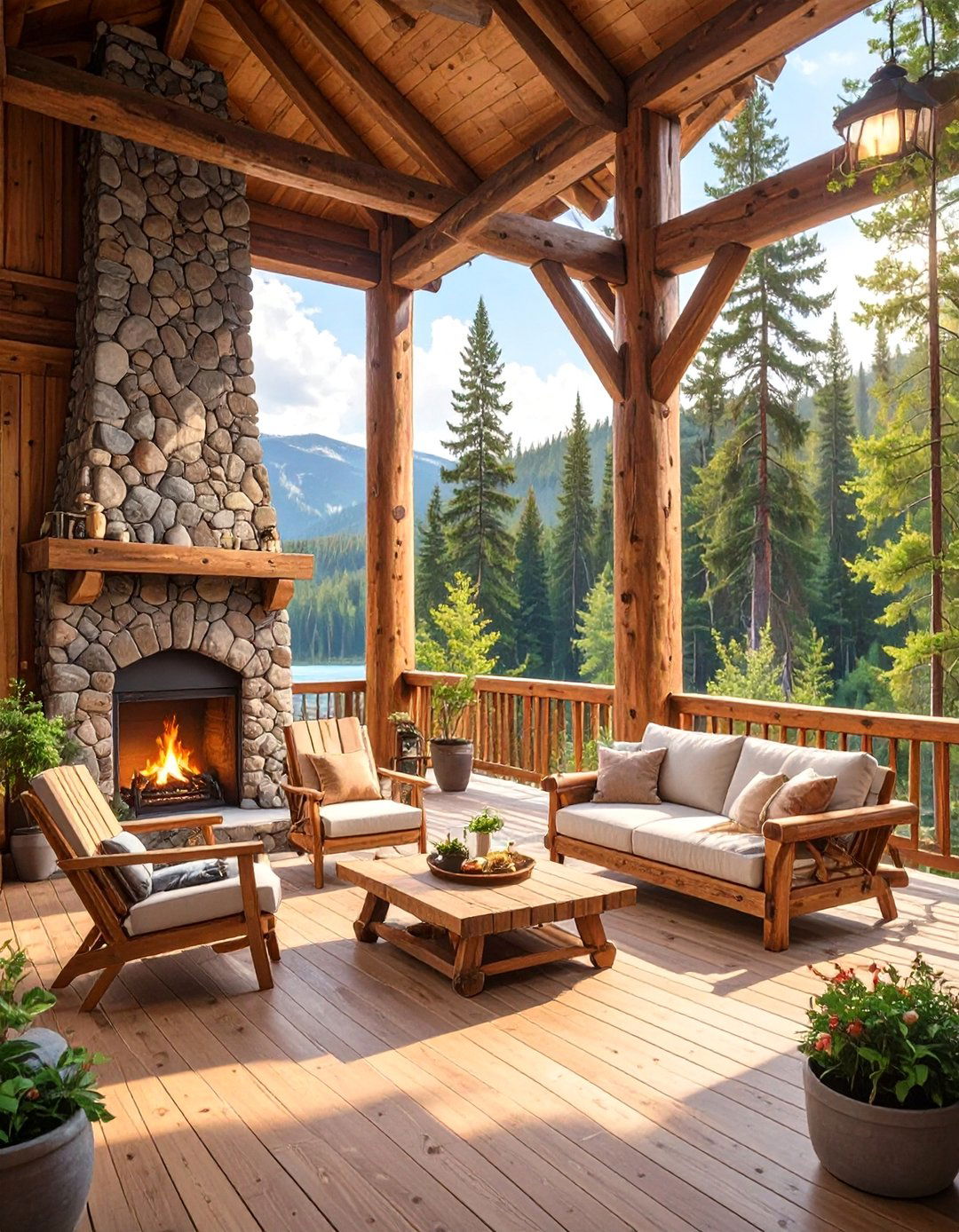The Rustic Log Pavilion - 30 deck cover ideas