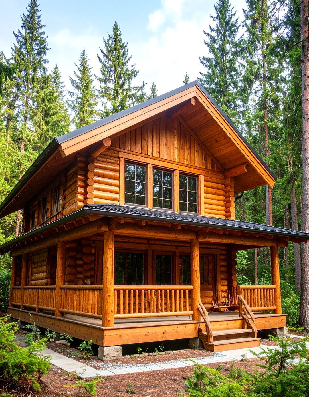 The Rustic Log Porch Roof - 30 front porch roof ideas