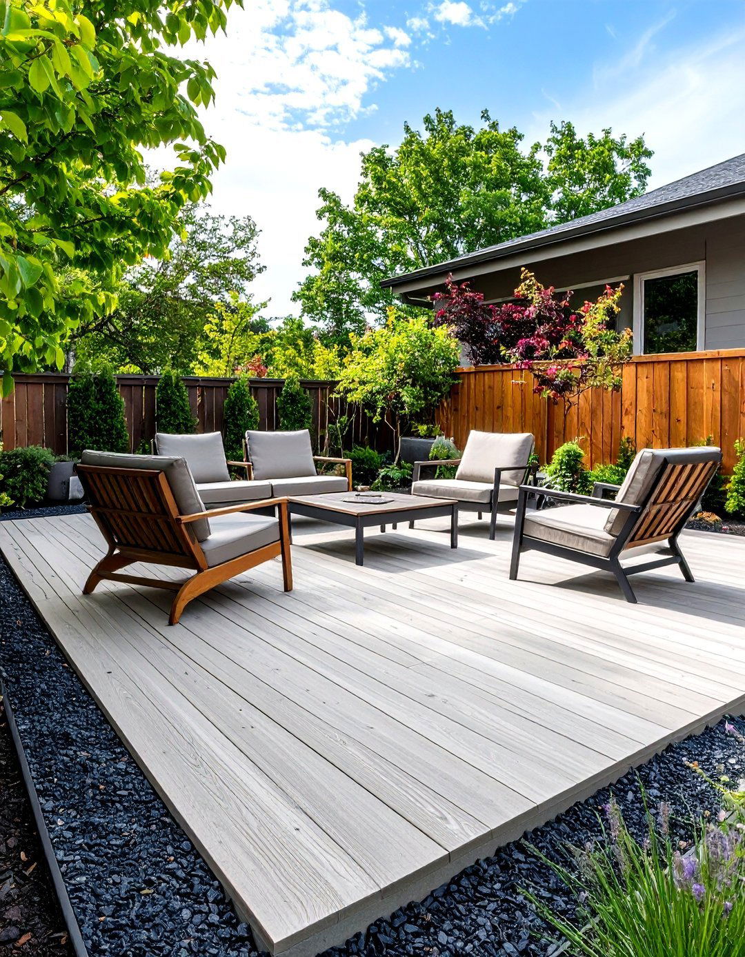 The Rustic Modern Concrete Deck - 30 backyard deck ideas on a budget