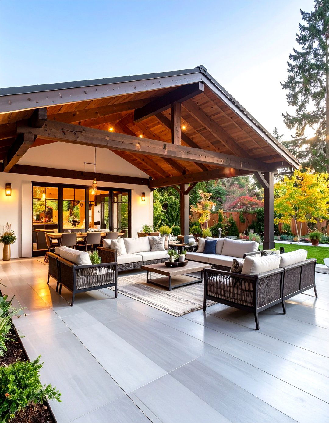 The Rustic Modern Gable Roof Patio - 30 backyard covered patio ideas