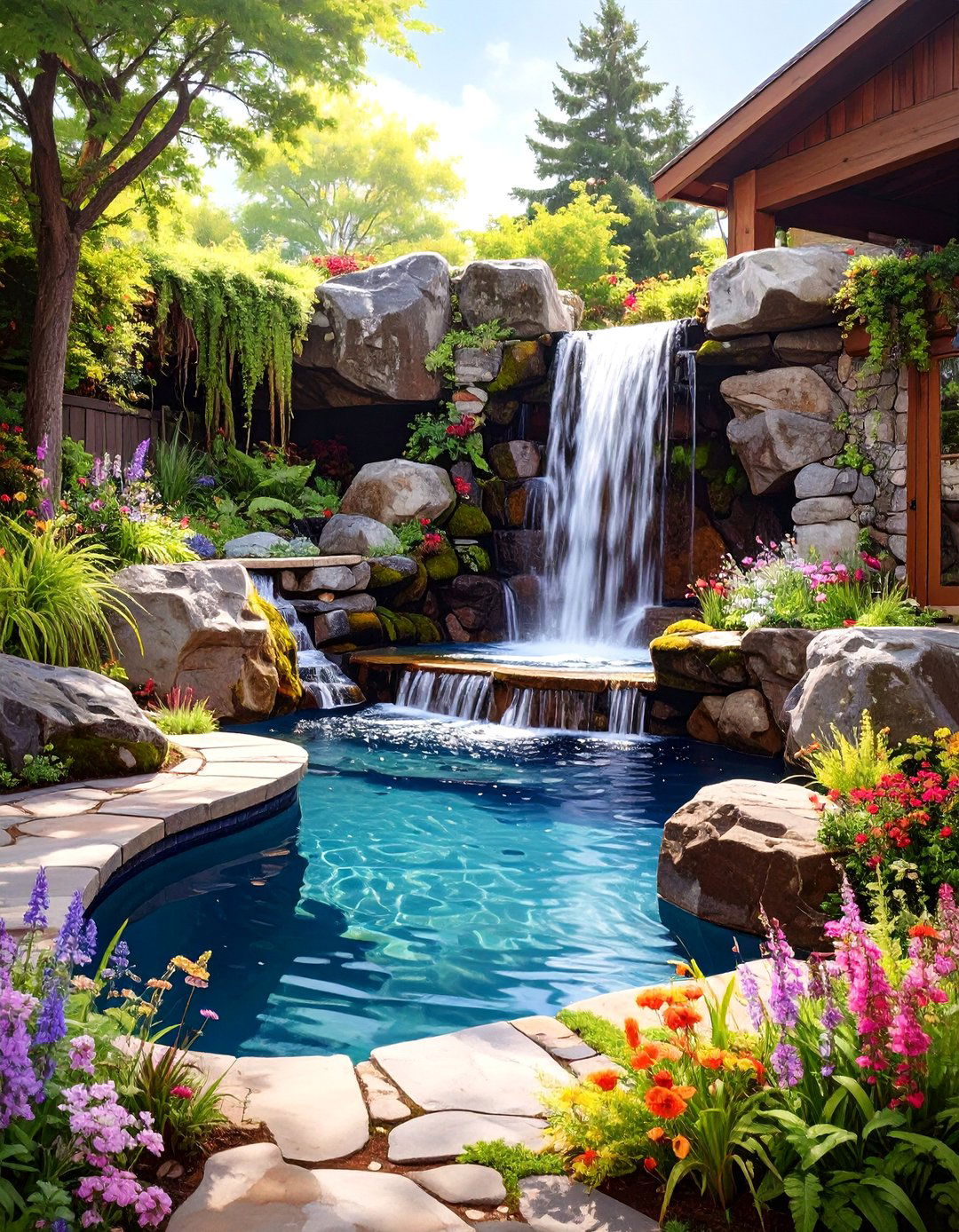 The Rustic Natural Stone Pool Grotto - 30 backyard pool landscaping ideas