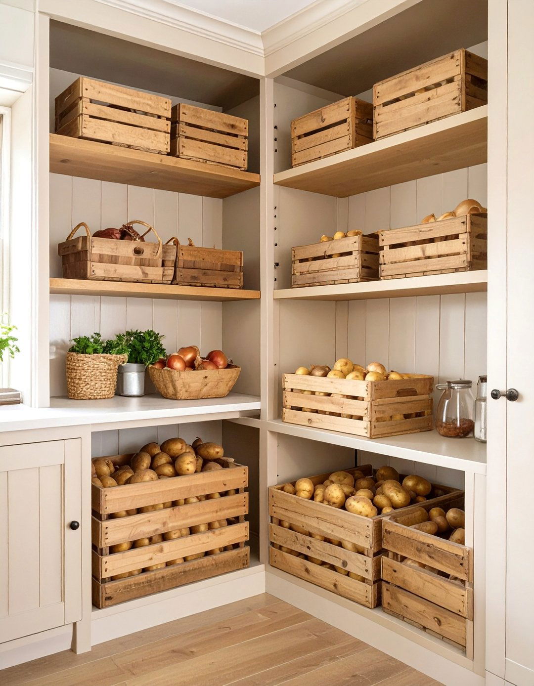 The Rustic Open Bin Corner - 30 blind corner kitchen cabinet ideas