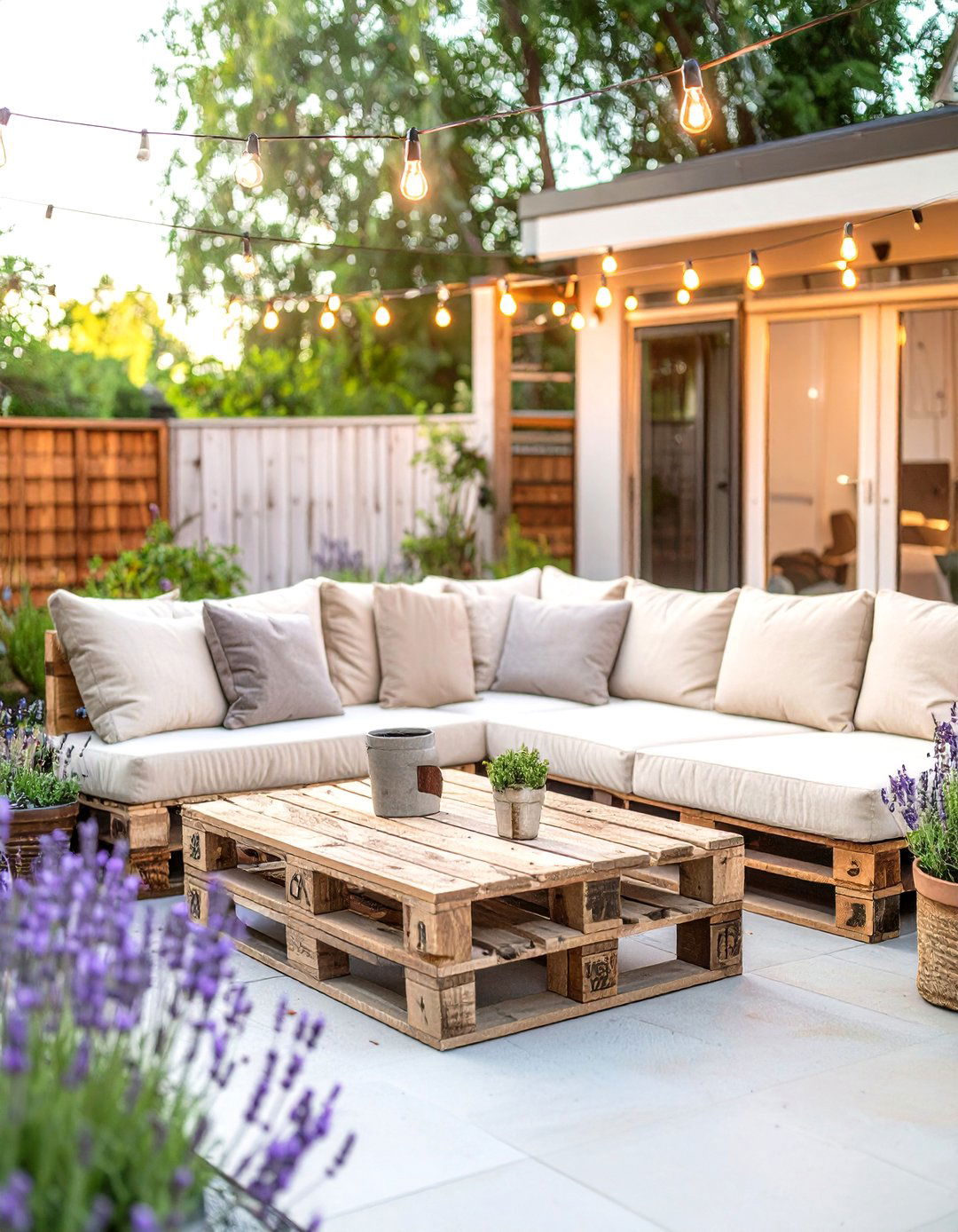 The Rustic Pallet Wood Lounge - 30 budget backyard ideas