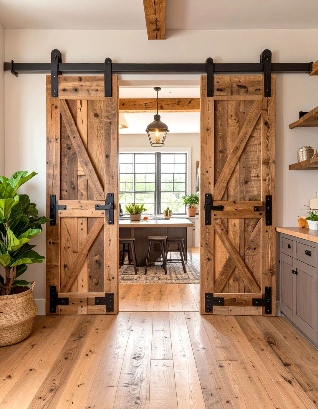 The Rustic Pantry with Barn Doors - 30 modern rustic interior design ideas