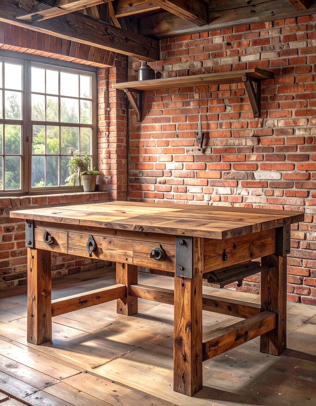 The Rustic Reclaimed Wood Garage Workbench - 30 garage work bench ideas
