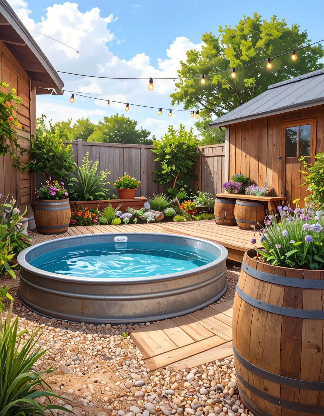 The Rustic Stock Tank Oasis - 30 above ground pool landscaping ideas