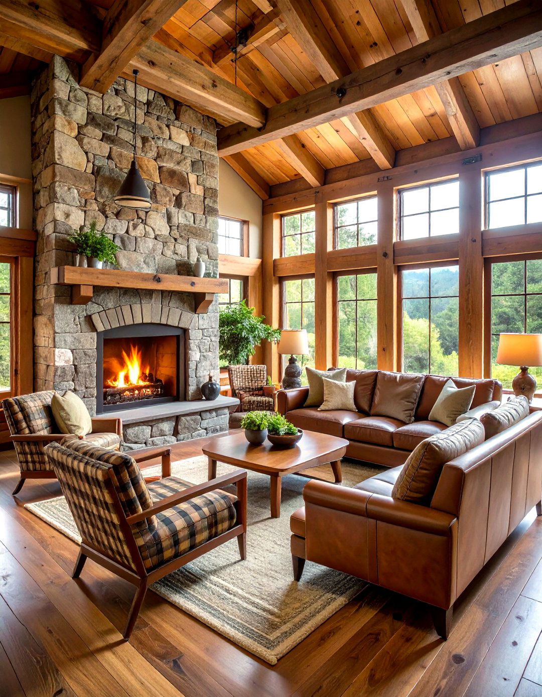 The Rustic Stone Fireplace Living Room - 30 living room with fireplace ideas