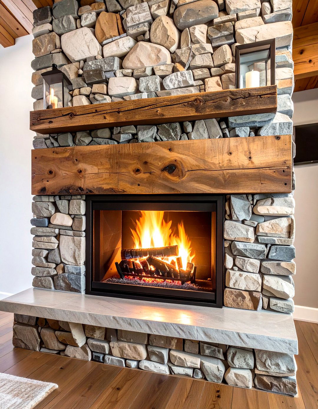 The Rustic Stone Fireplace Wall - 30 man cave wall ideas