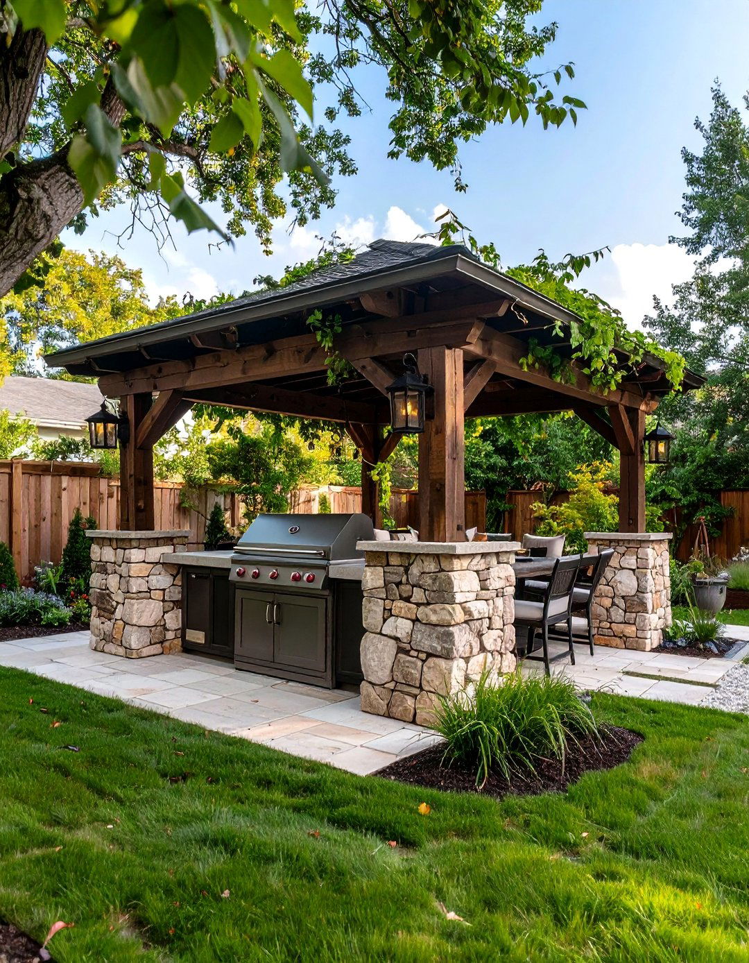 The Rustic Stone Hearth - 30 backyard grill ideas
