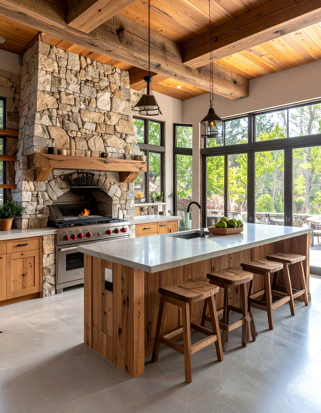 The Rustic Stone Kitchen - 30 how to design outdoor living spaces ideas