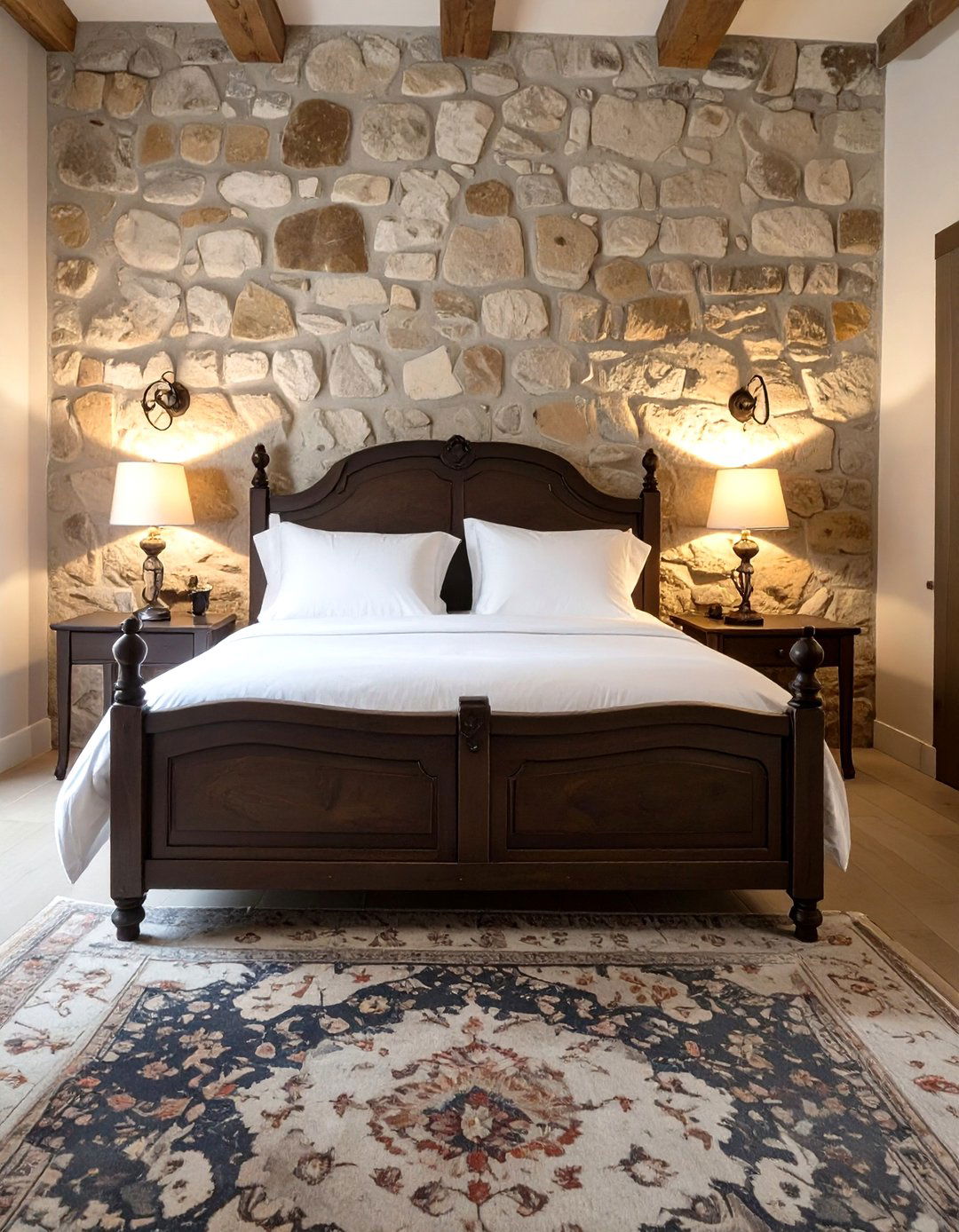 The Rustic Stone Wall Bedroom - 30 french country bedroom ideas