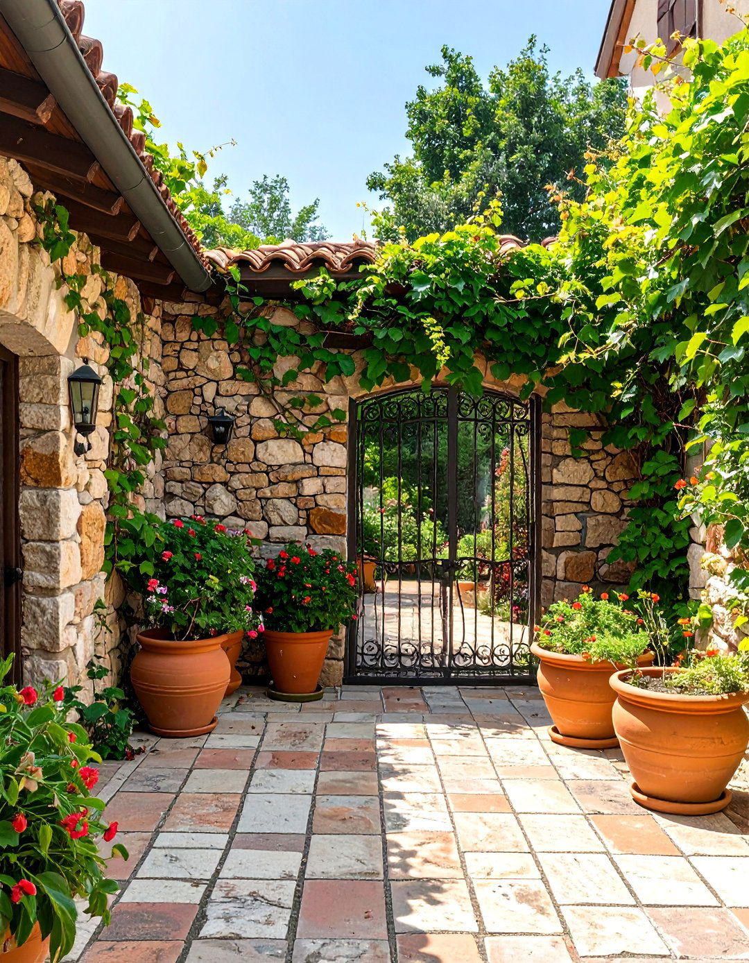 The Rustic Stone Wall Enclosure - 30 backyard privacy ideas