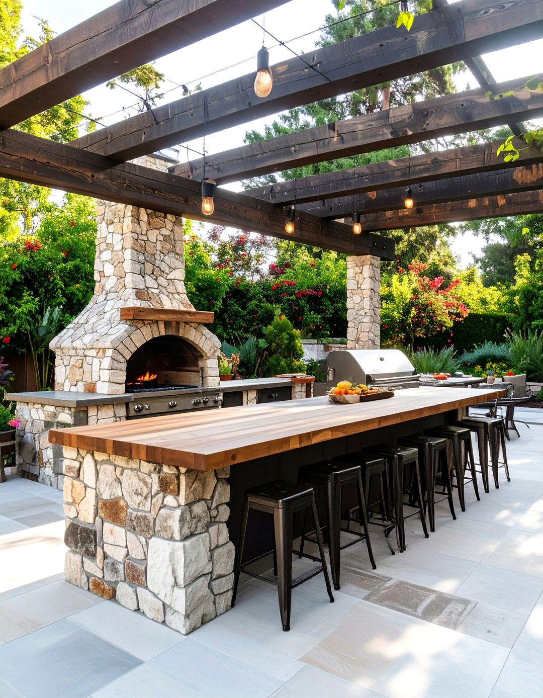 The Rustic Stone and Timber Outdoor Kitchen - 30 ai outdoor kitchen design ideas