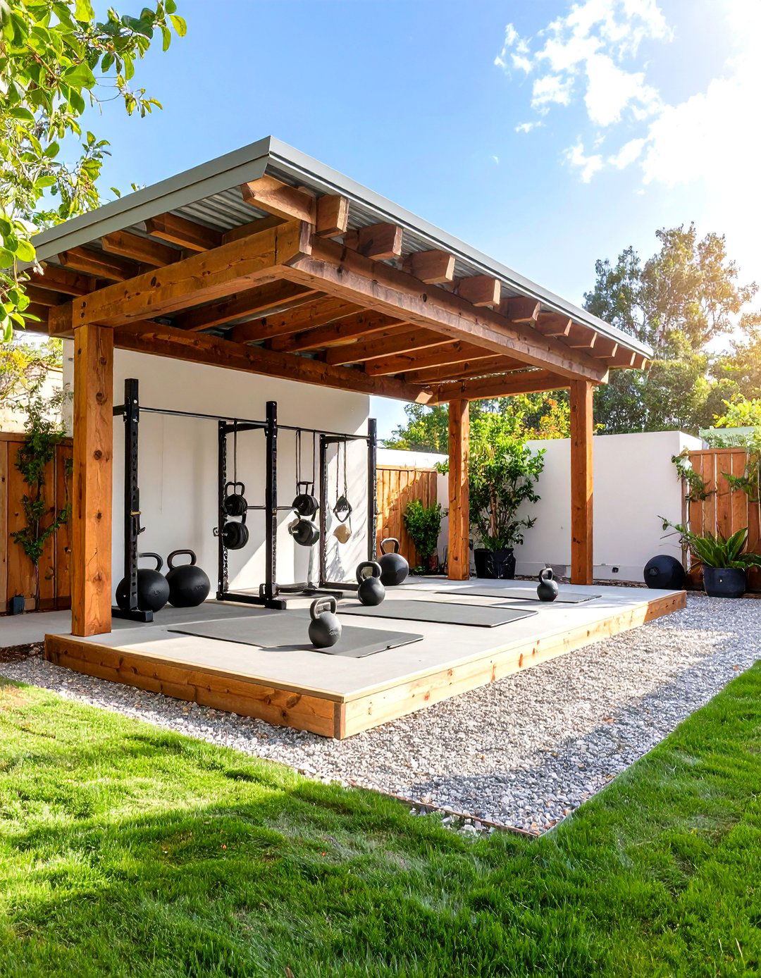 The Rustic Strength Training Pavilion - 30 backyard gym ideas