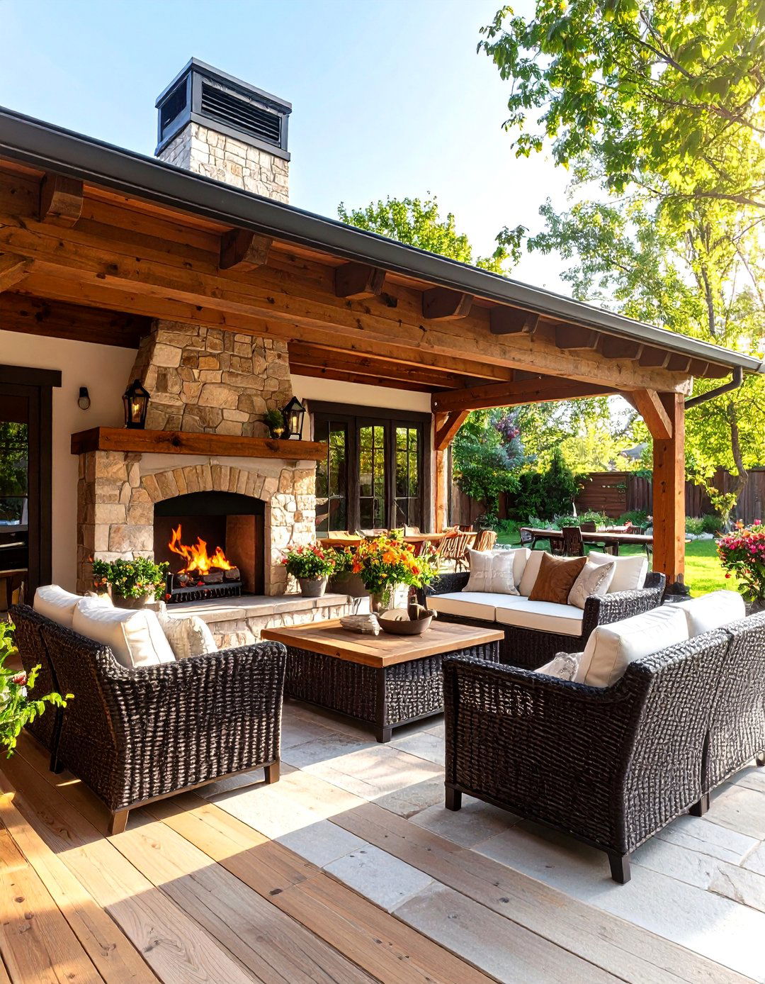 The Rustic Timber Frame Patio - 30 backyard covered patio ideas