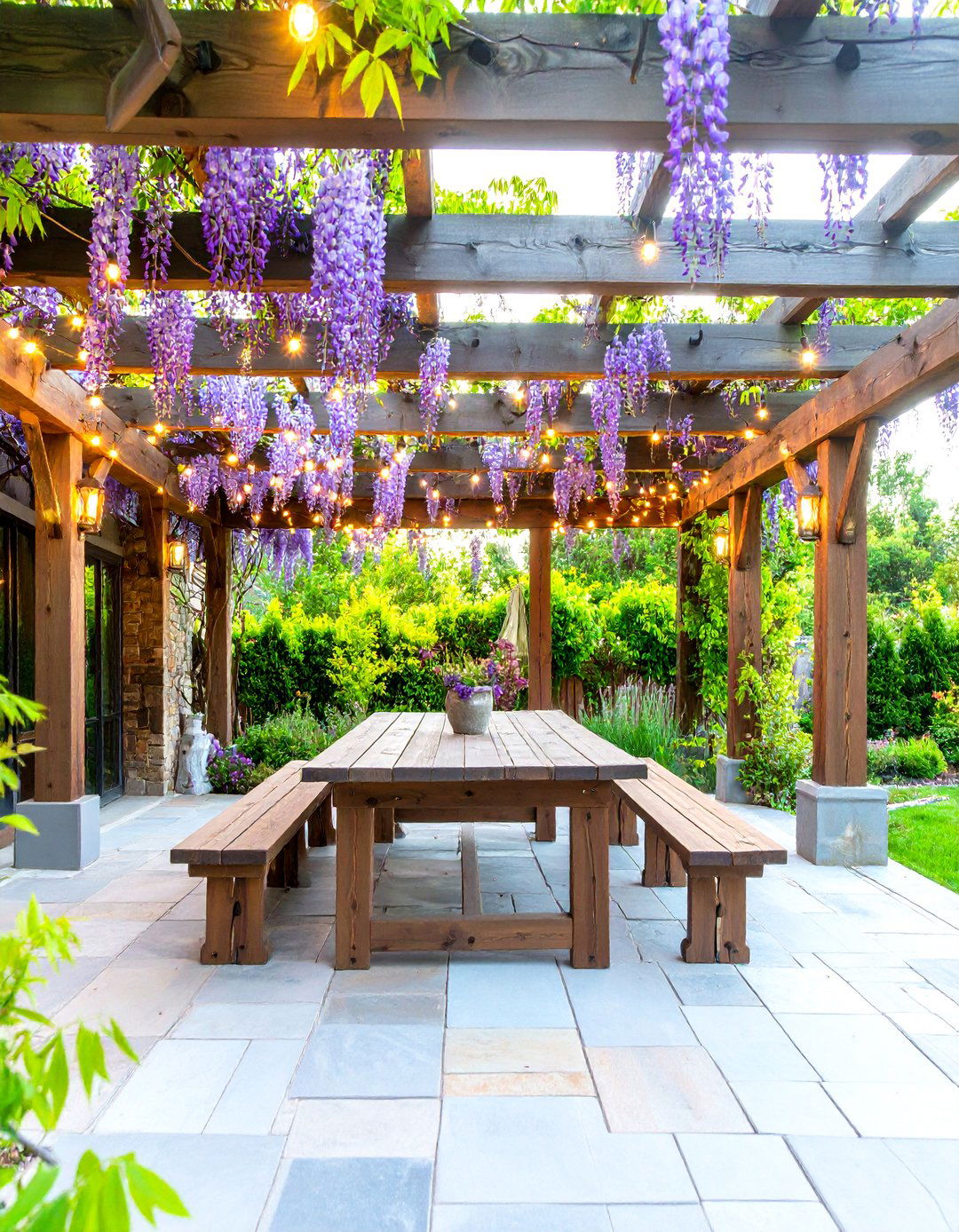 The Rustic Timber Frame Pergola - 30 backyard shade ideas