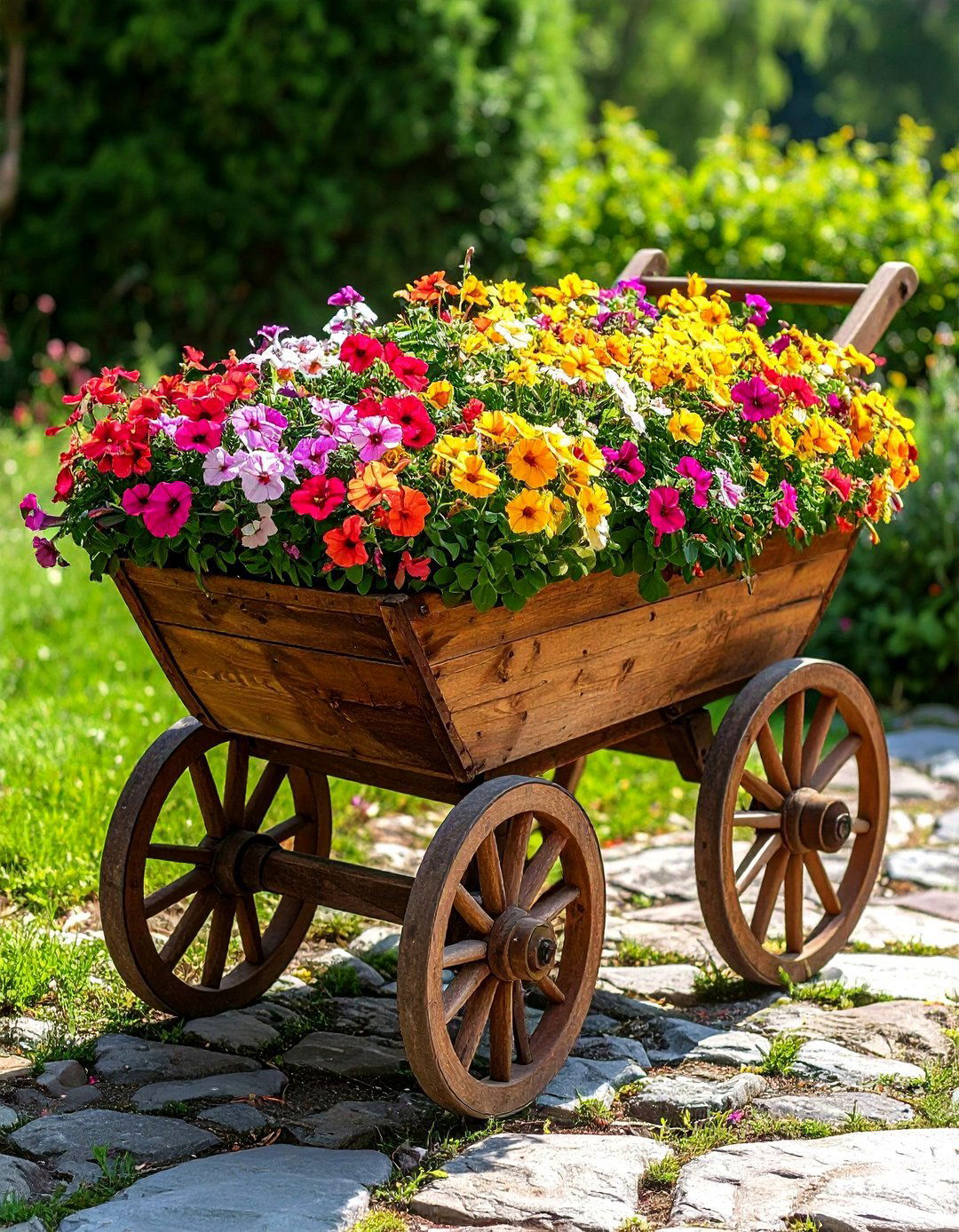 The Rustic Wheelbarrow Planter Feature - 30 farmhouse landscaping ideas