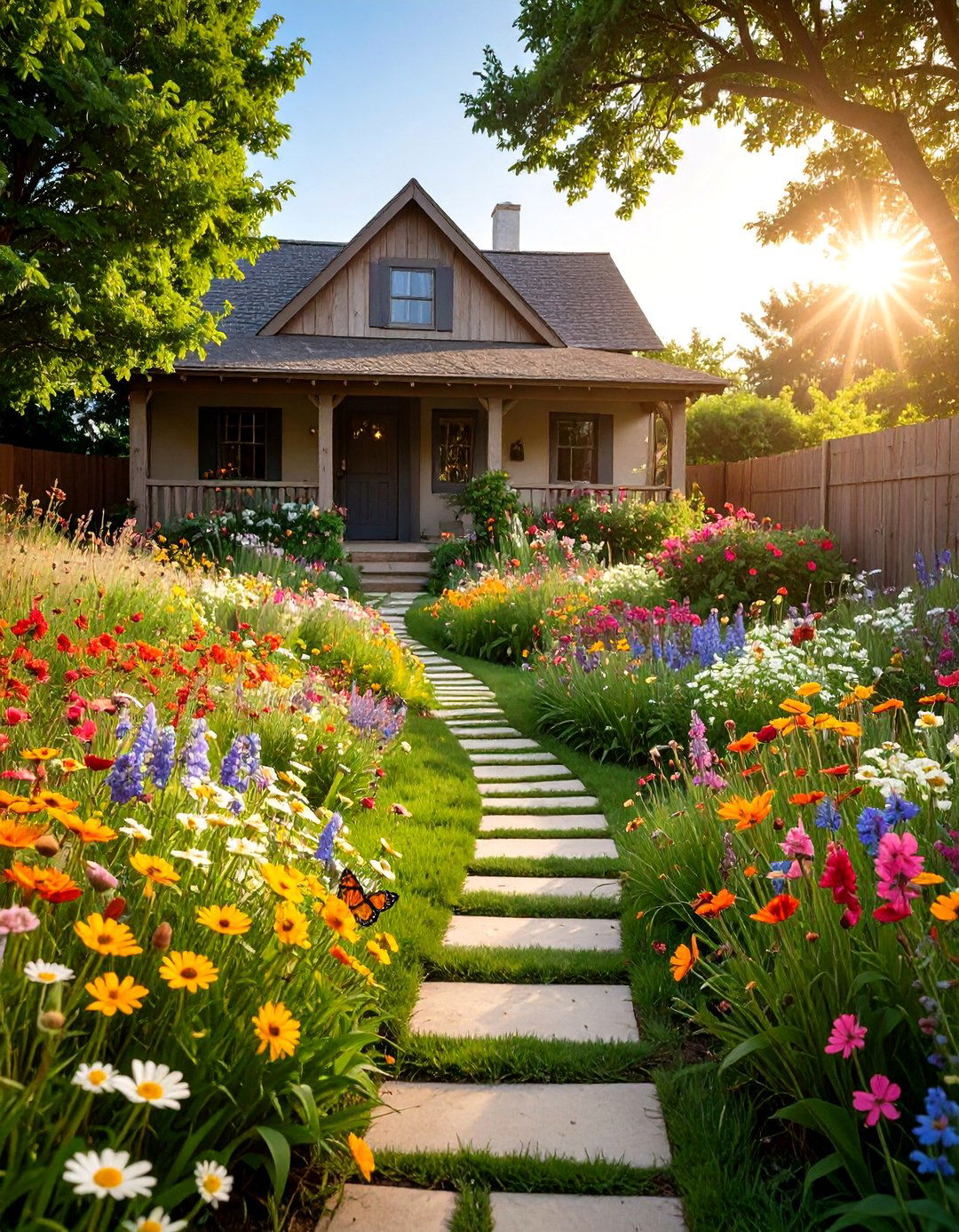 The Rustic Wildflower Meadow - 30 front yard landscaping ideas on a budget