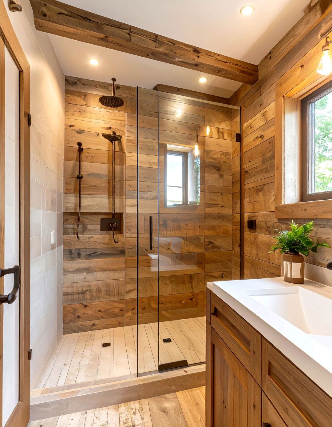 The Rustic Wood Look Tile Shower - 30 bathroom shower designs