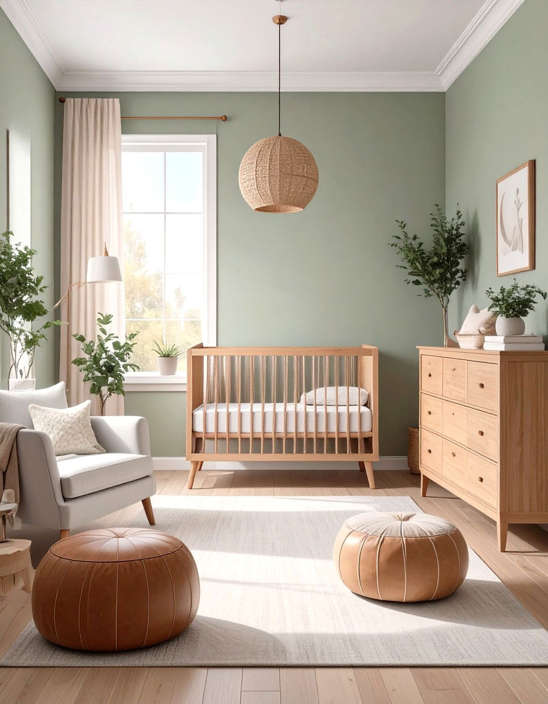 The Sage Green and Wood Nursery - 30 modern baby girl room ideas