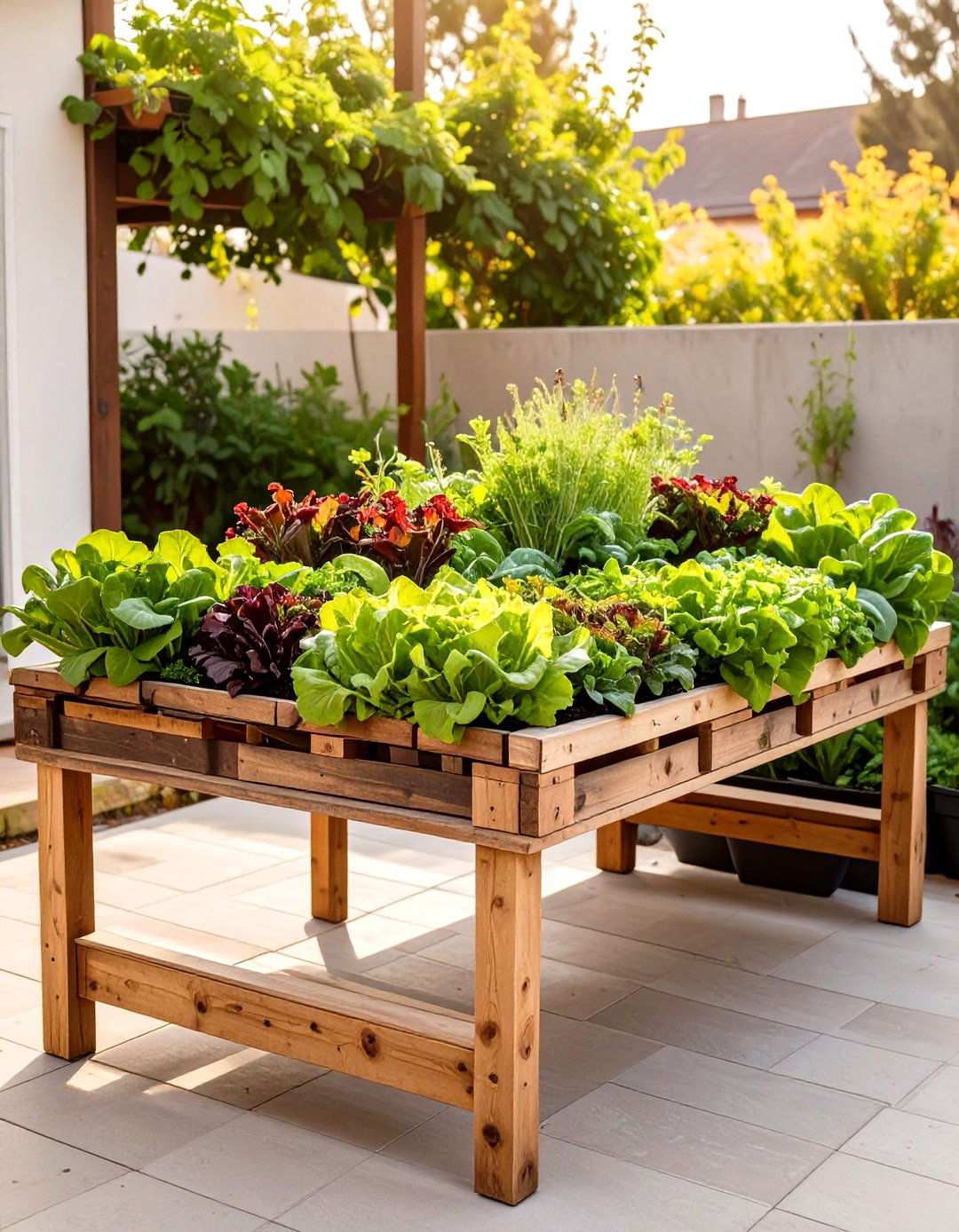 The Salad Greens Pallet Table - 30 homemade pallet garden designs