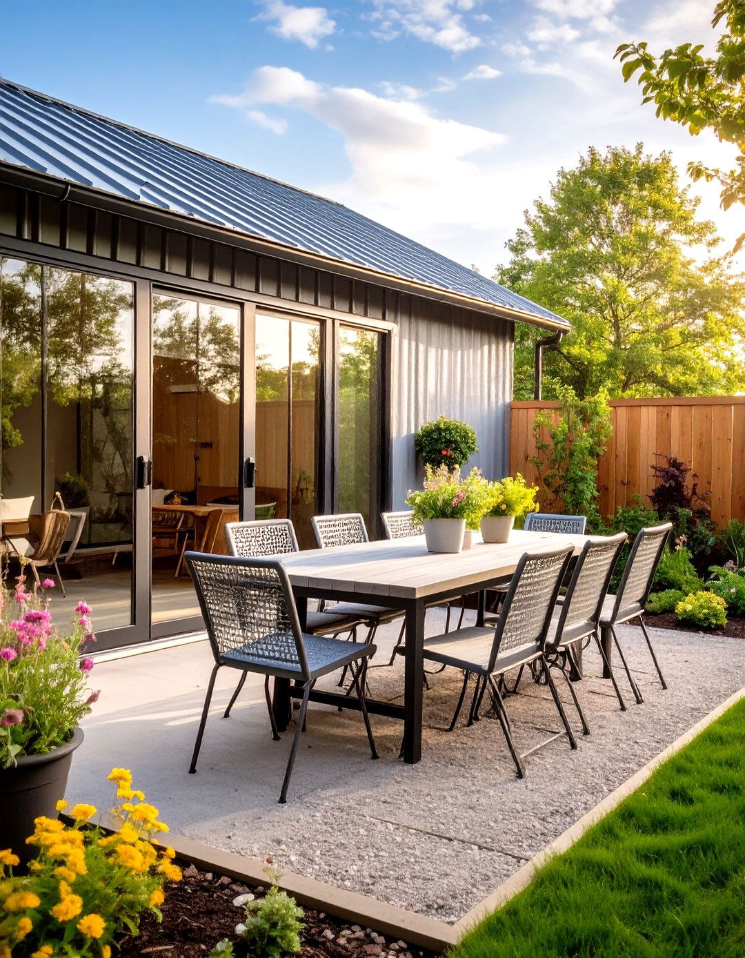 The Salvaged Corrugated Metal Wall - 30 enclosed patio ideas on a budget