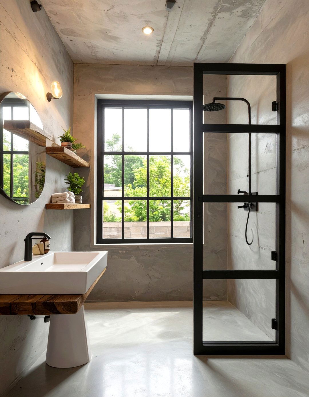 The Salvaged Factory Window Bathroom - 30 industrial bathroom ideas