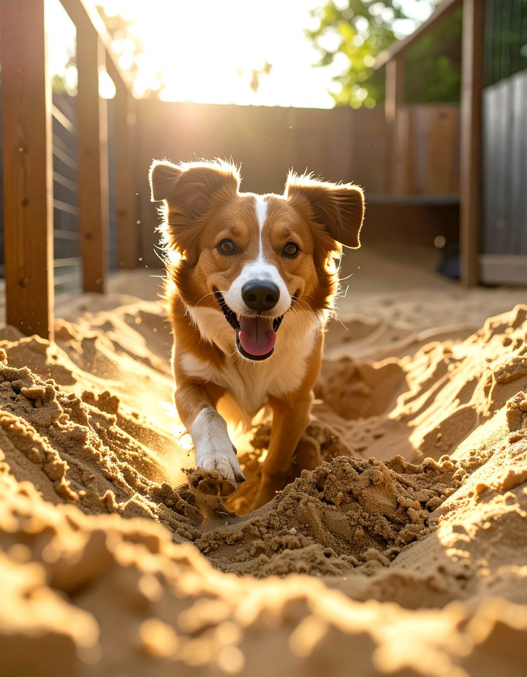 The Sand Pit Fun Zone Kennel - 30 homemade outdoor dog kennel ideas