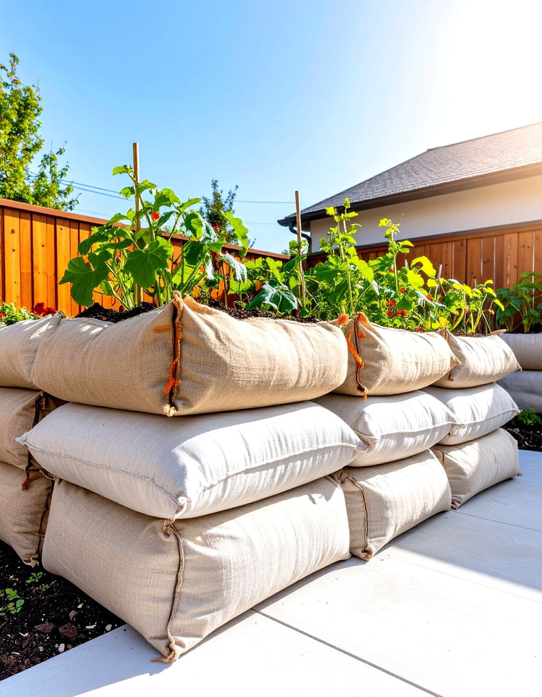 The Sandbag Raised Garden Bed - 30 diy raised garden bed ideas