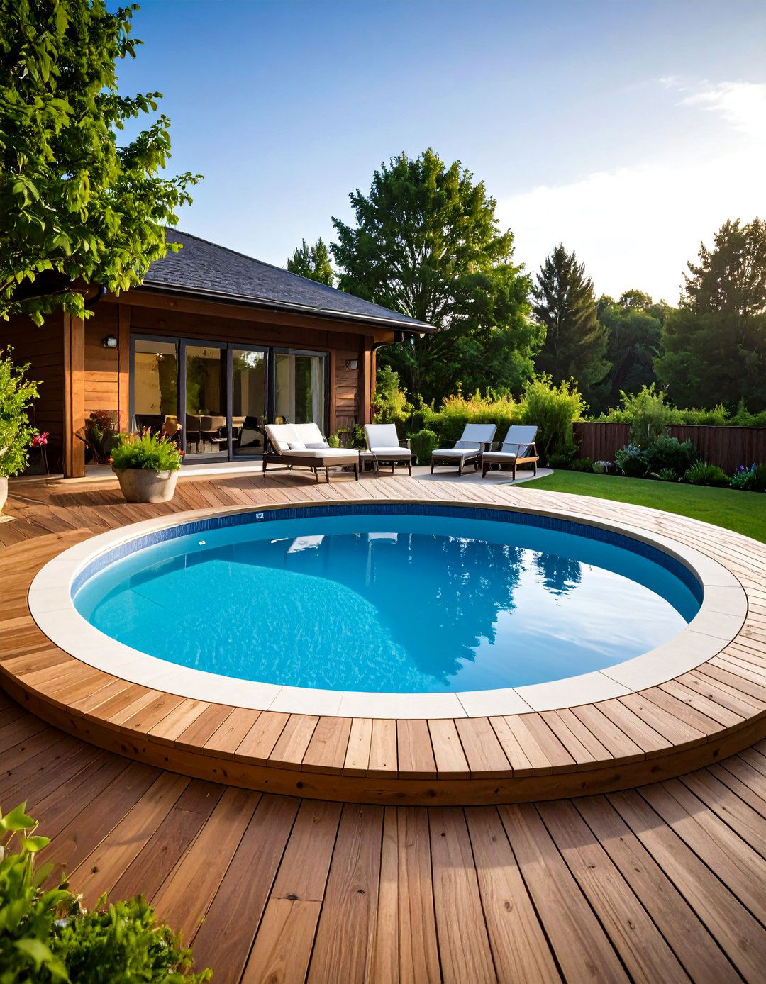 The Scalloped Edge Deck - 30 diy above ground pool deck ideas on a budget