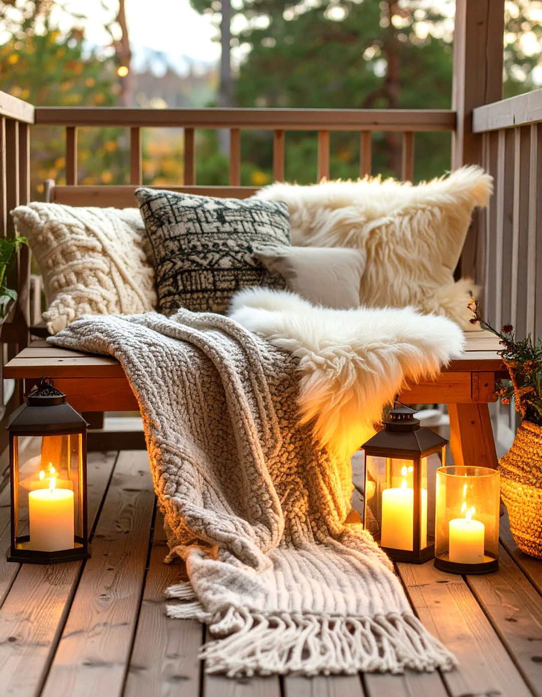The Scandinavian Hygge Deck - 30 cozy small deck decorating ideas
