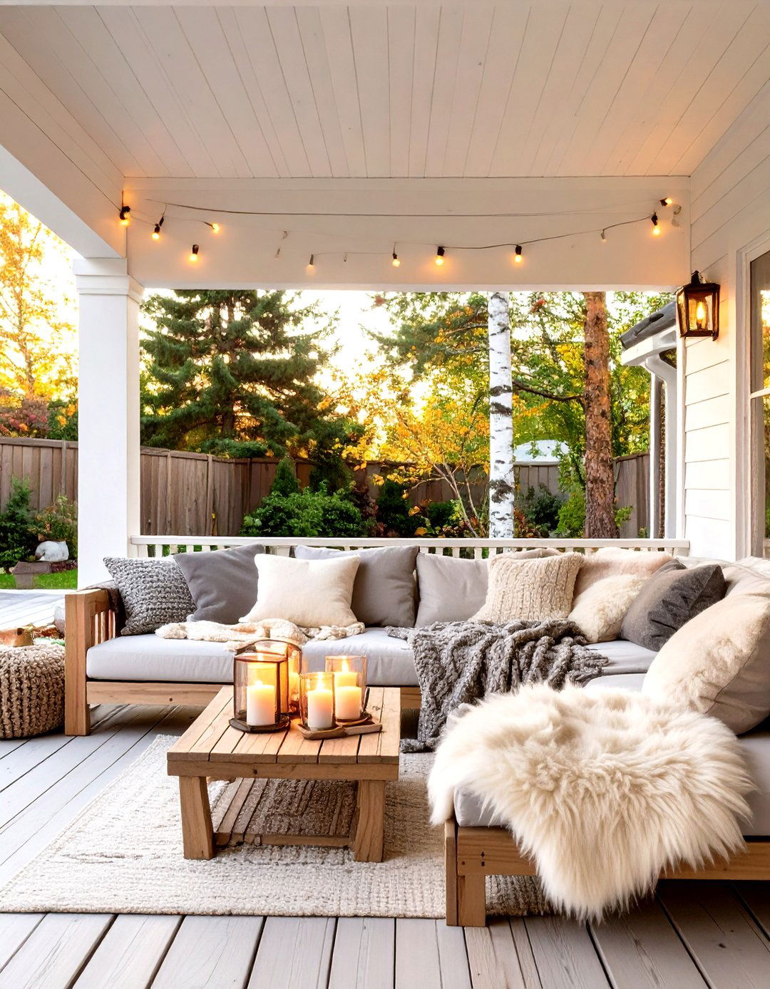 The Scandinavian Hygge Porch - 30 covered patio backyard patio ideas