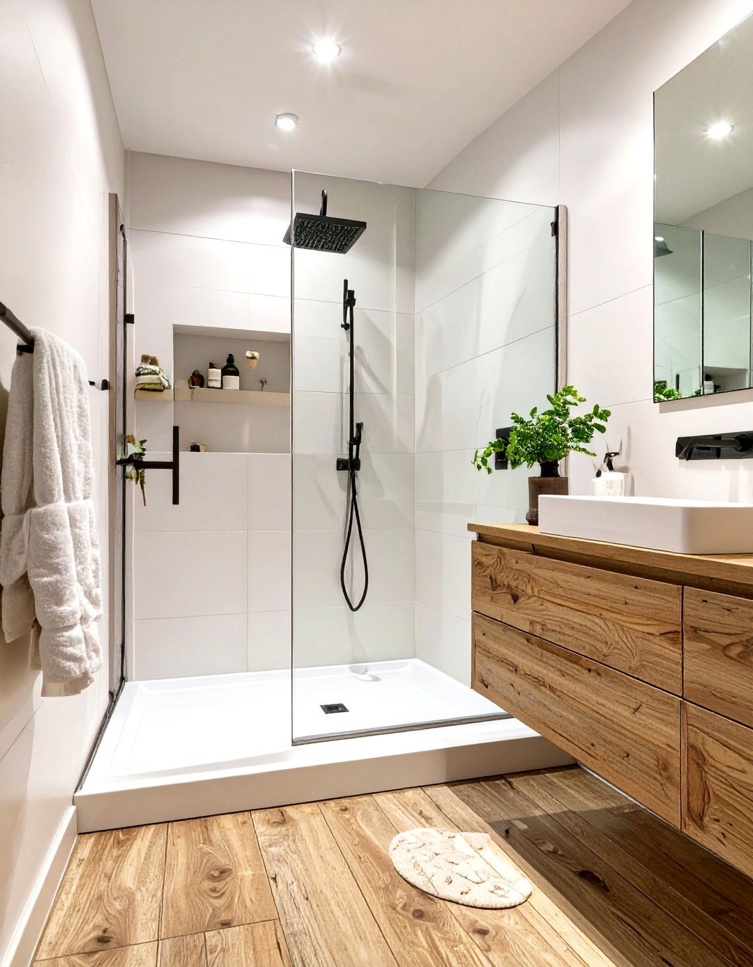 The Scandinavian Inspired Curbless Shower - 30 curbless shower ideas