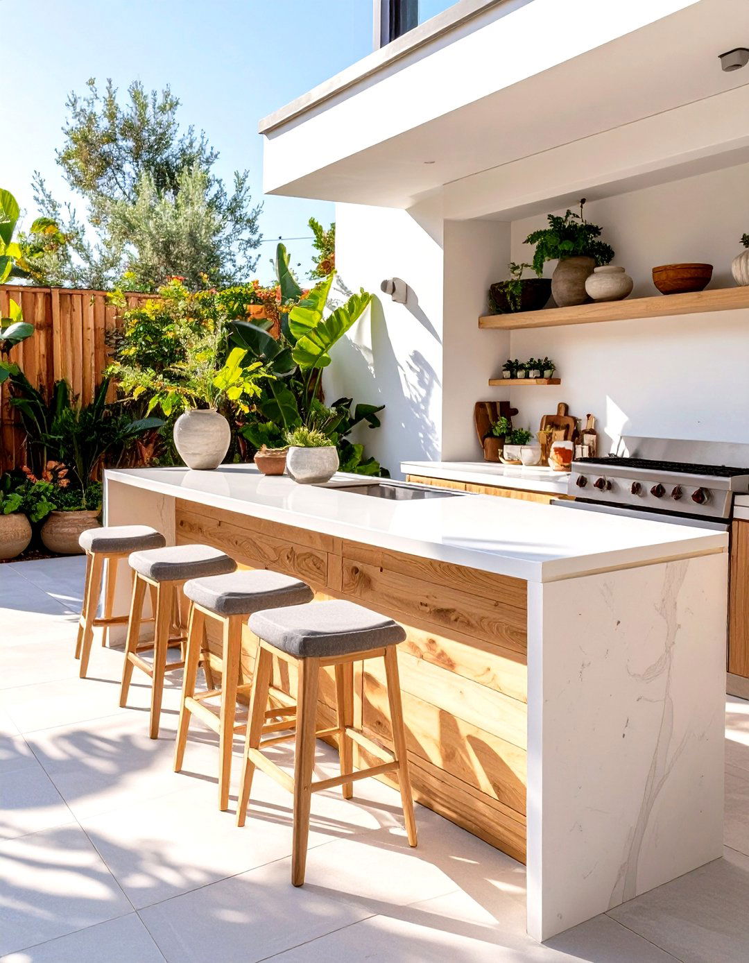 The Scandinavian Inspired Light Wood Outdoor Bar - 30 modern outdoor bar ideas