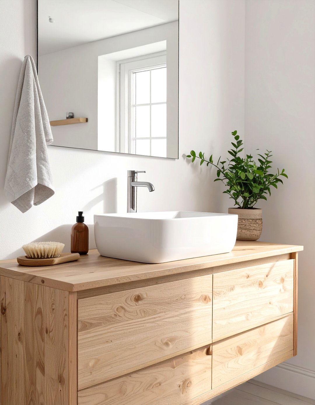 The Scandinavian Light Wood Bathroom Sink - 30 bathroom sink ideas