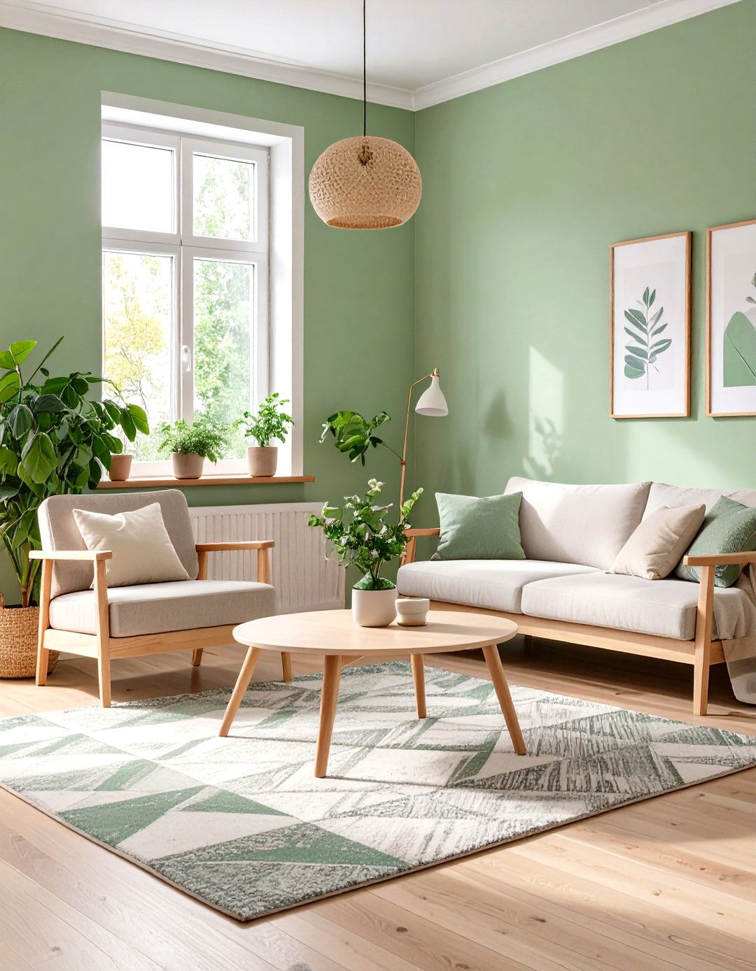 The Scandinavian Living Room with Pale Green Walls - 30 green interior design ideas