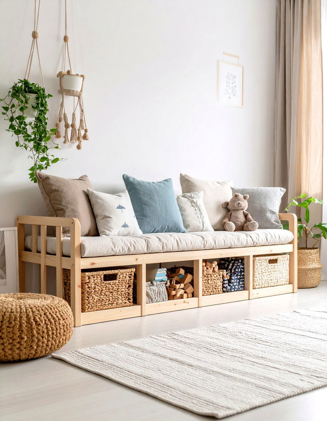 The Scandinavian Style Storage Bench - 30 living room toy storage ideas
