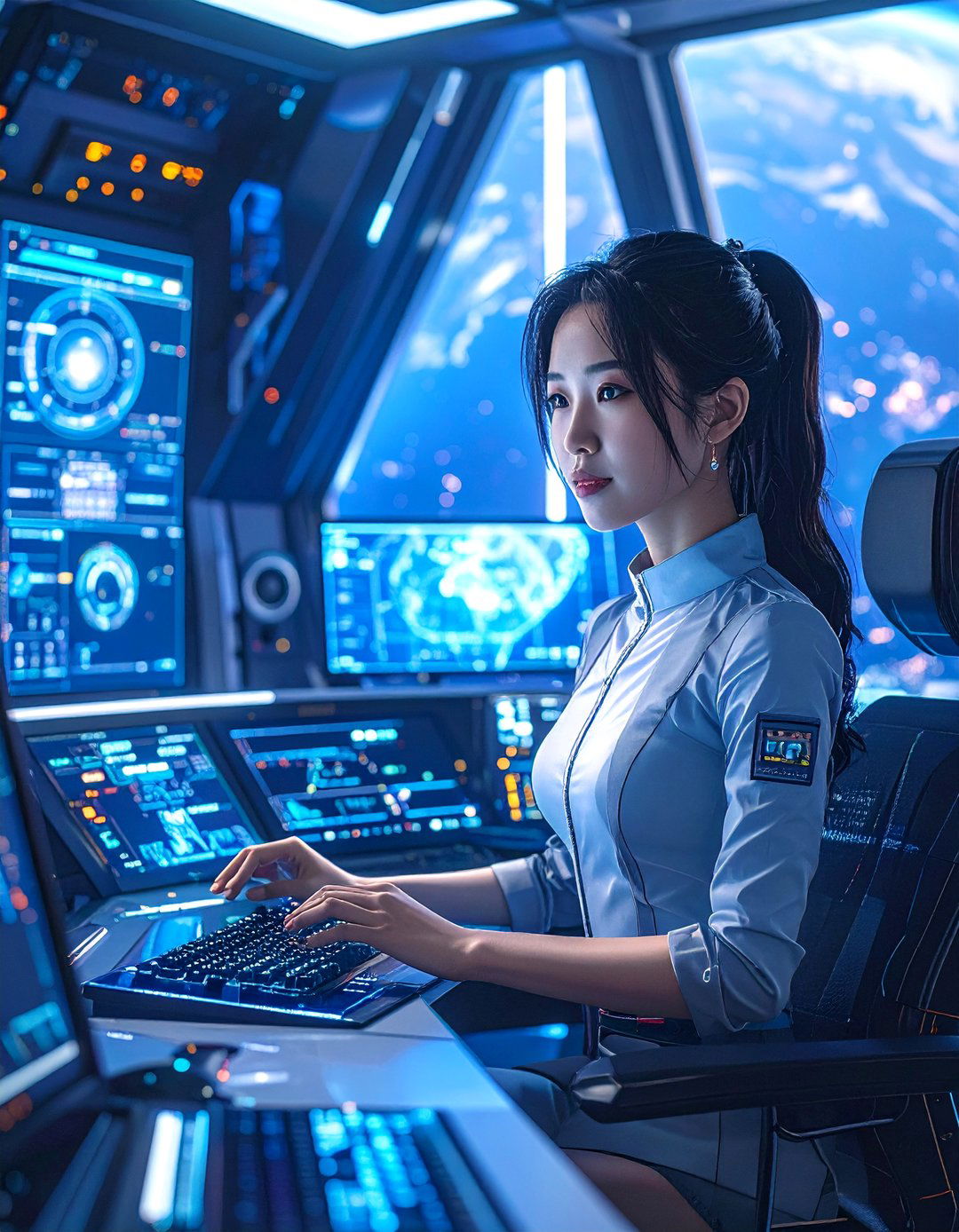 The Sci Fi Enthusiasts AI Cockpit - 30 ai home office setup ideas