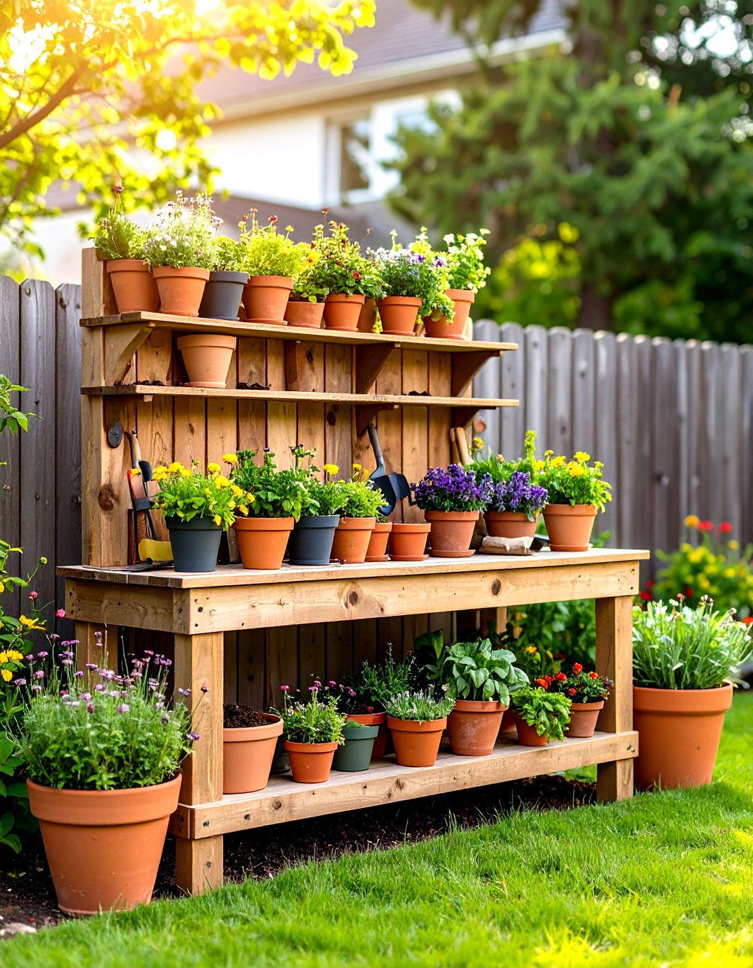 The Scrap Wood Potting Bench - 30 large backyard ideas on a budget
