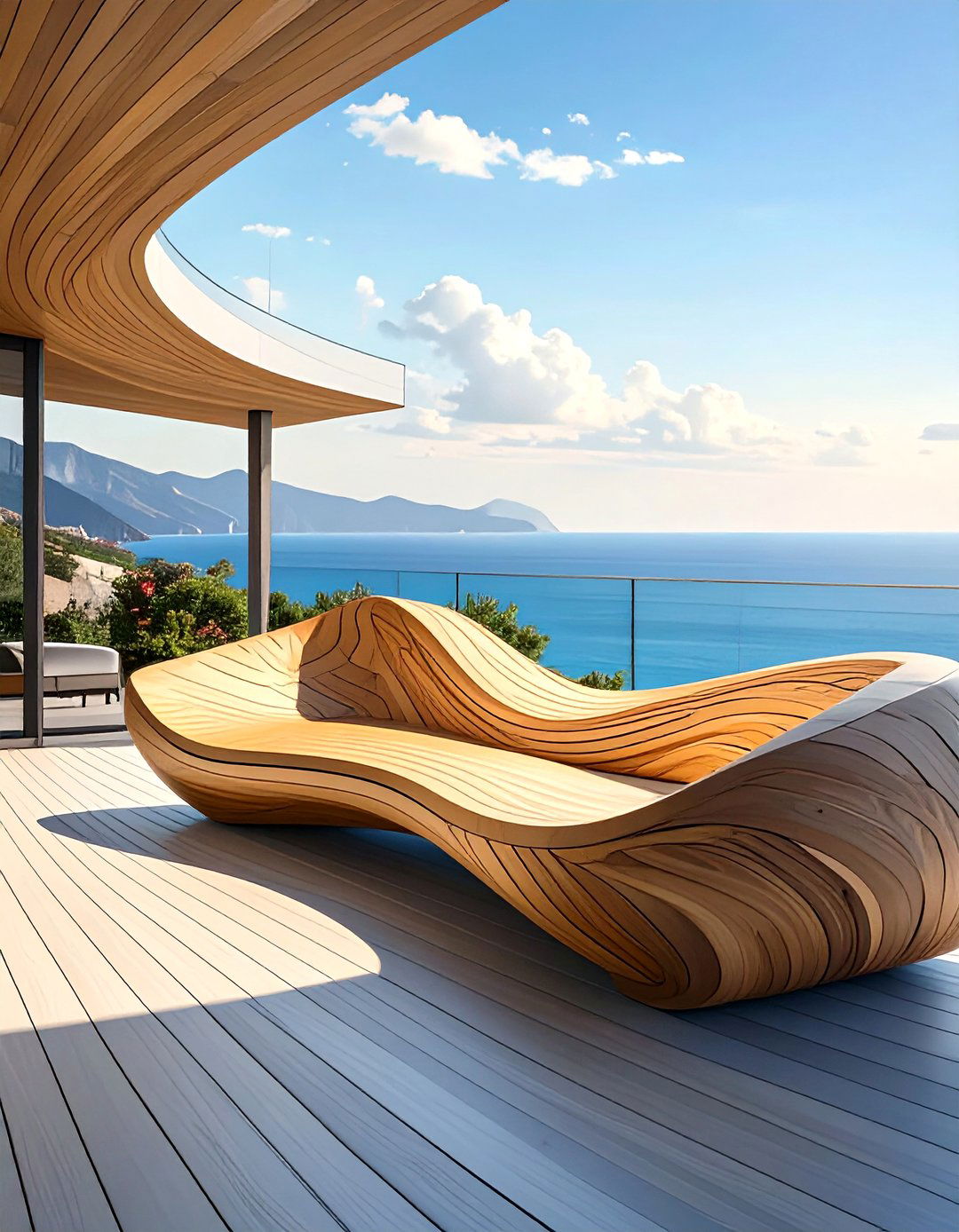 The Sculptural Abstract Deck Bench - 30 deck bench ideas