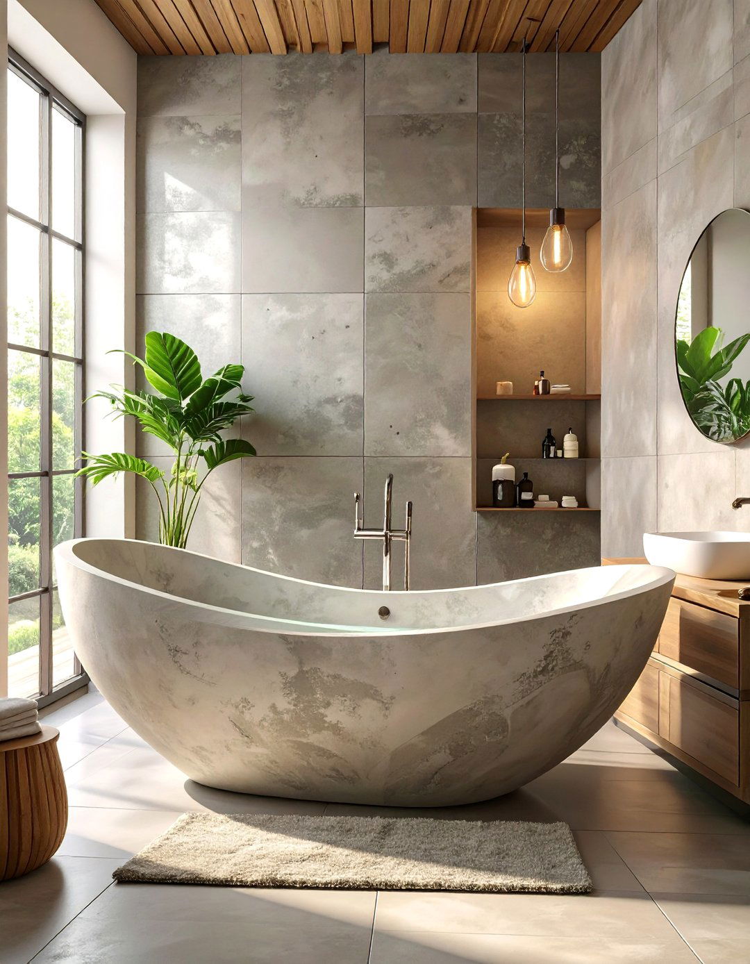The Sculptural Concrete Bathtub - 30 brutalist interior design ideas