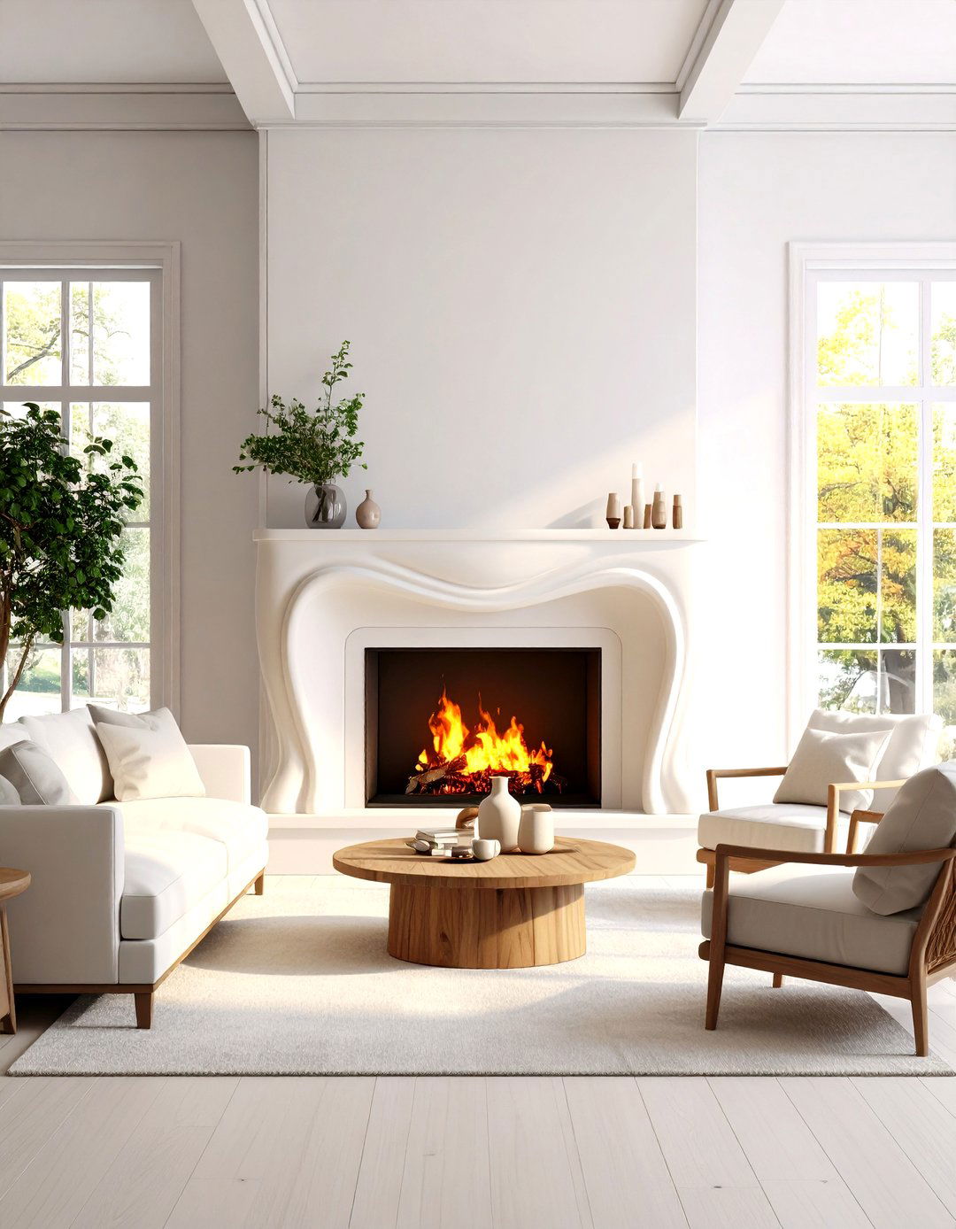 The Sculptural Gypsum Fireplace - 30 living room modern fireplace ideas